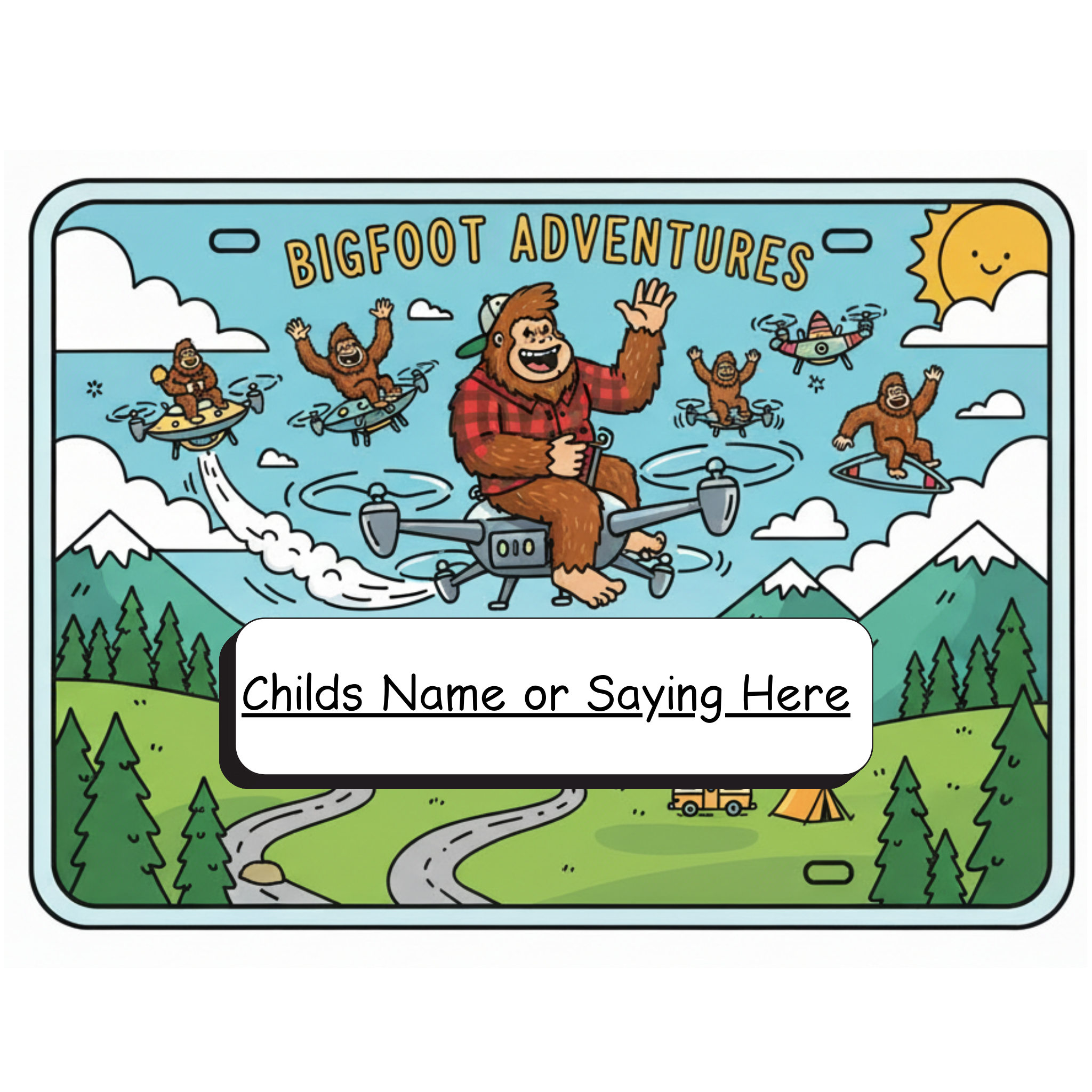 Kids Sasquatch License Plates 7x4 inch - Lyon Den Designs
