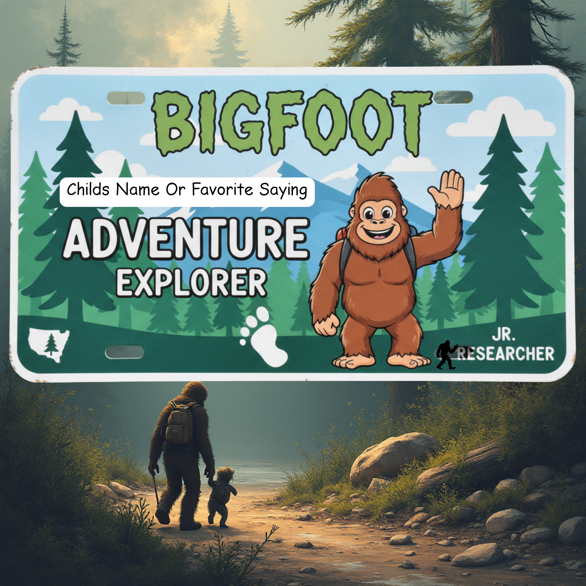 Kids Sasquatch License Plates 7x4 inch - Lyon Den Designs