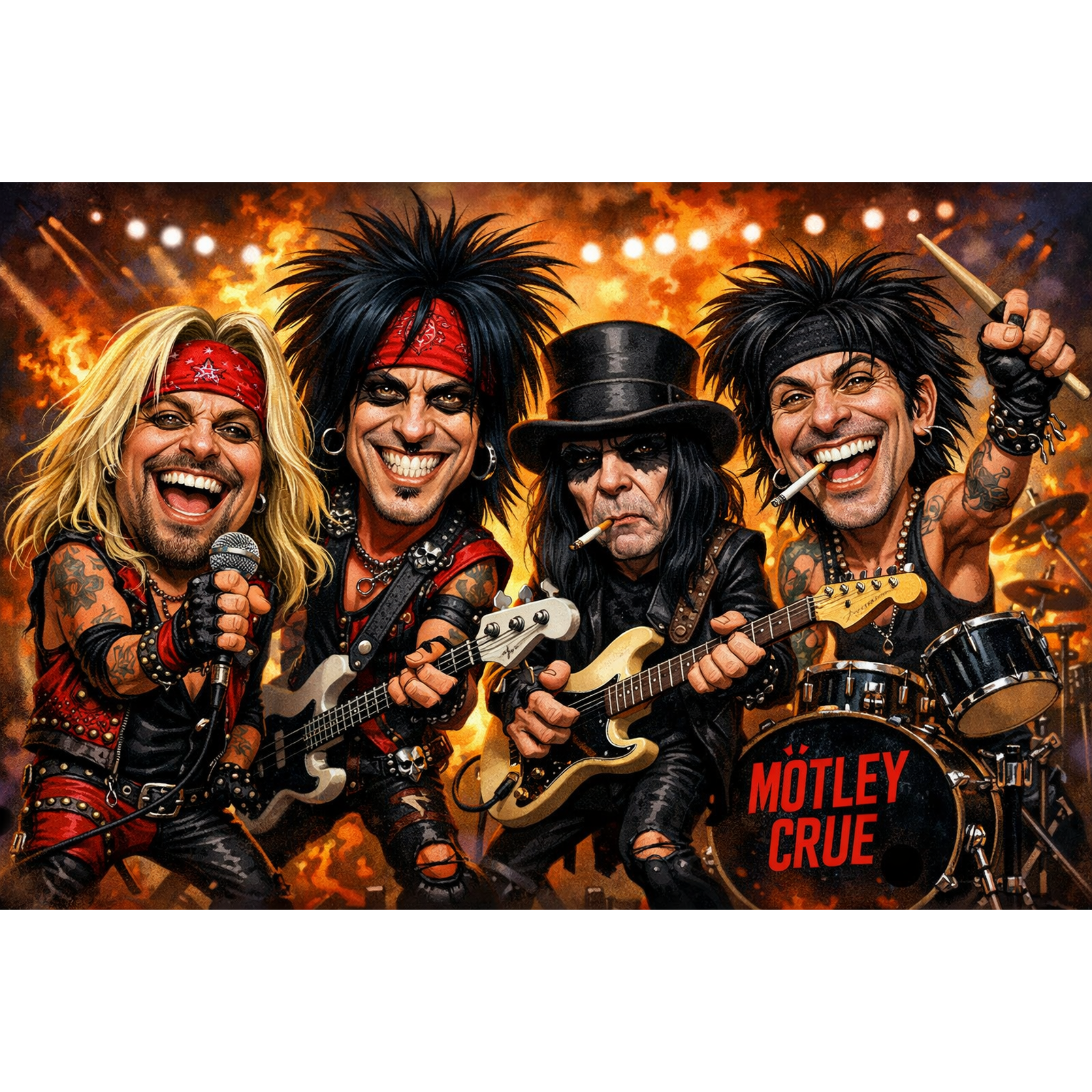 Rock Through the Decades Posters - Iconic Music Art Collection - Lyon Den Designs