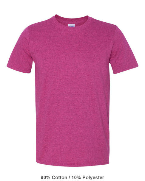 Pink t-shirt on a white background with fabric texture visible