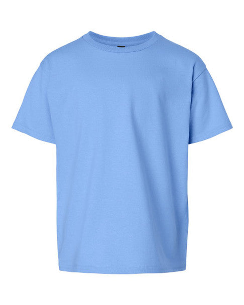 Plain light blue t-shirt on a white background