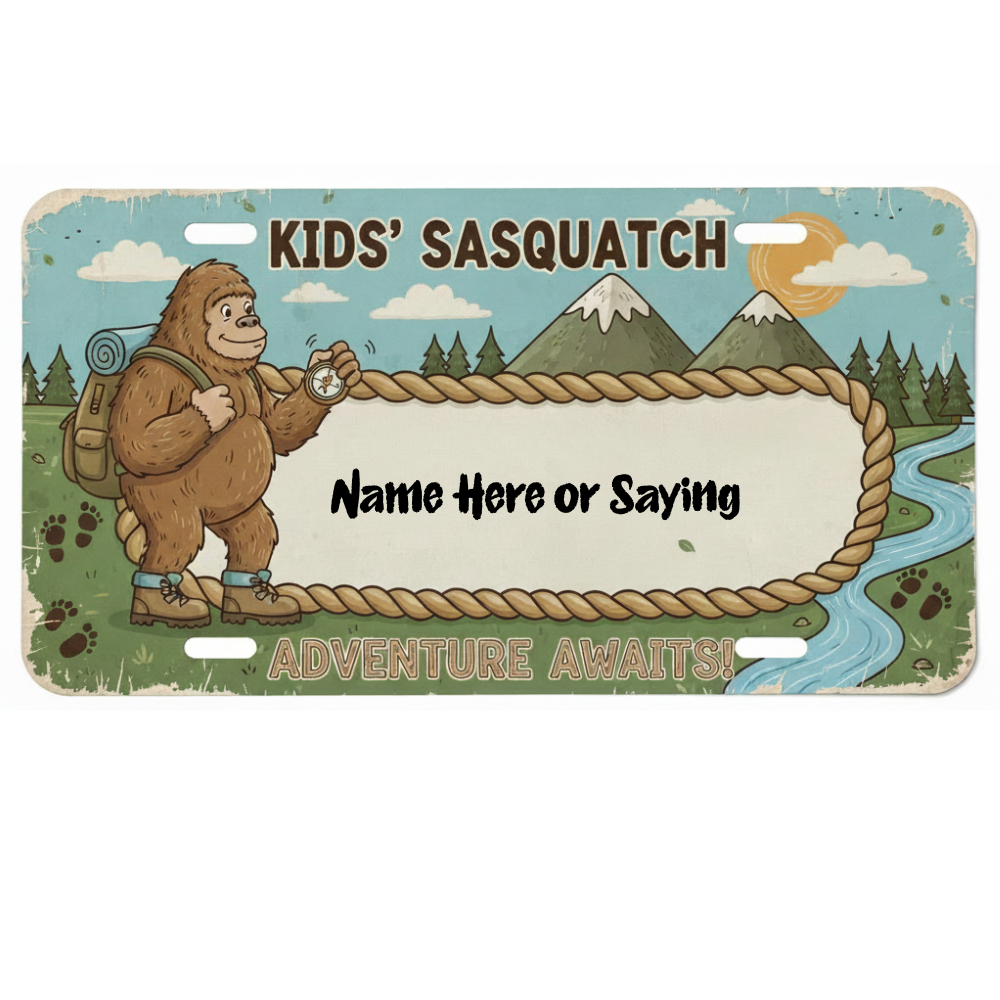 Kids Sasquatch License Plates 7x4 inch - Lyon Den Designs